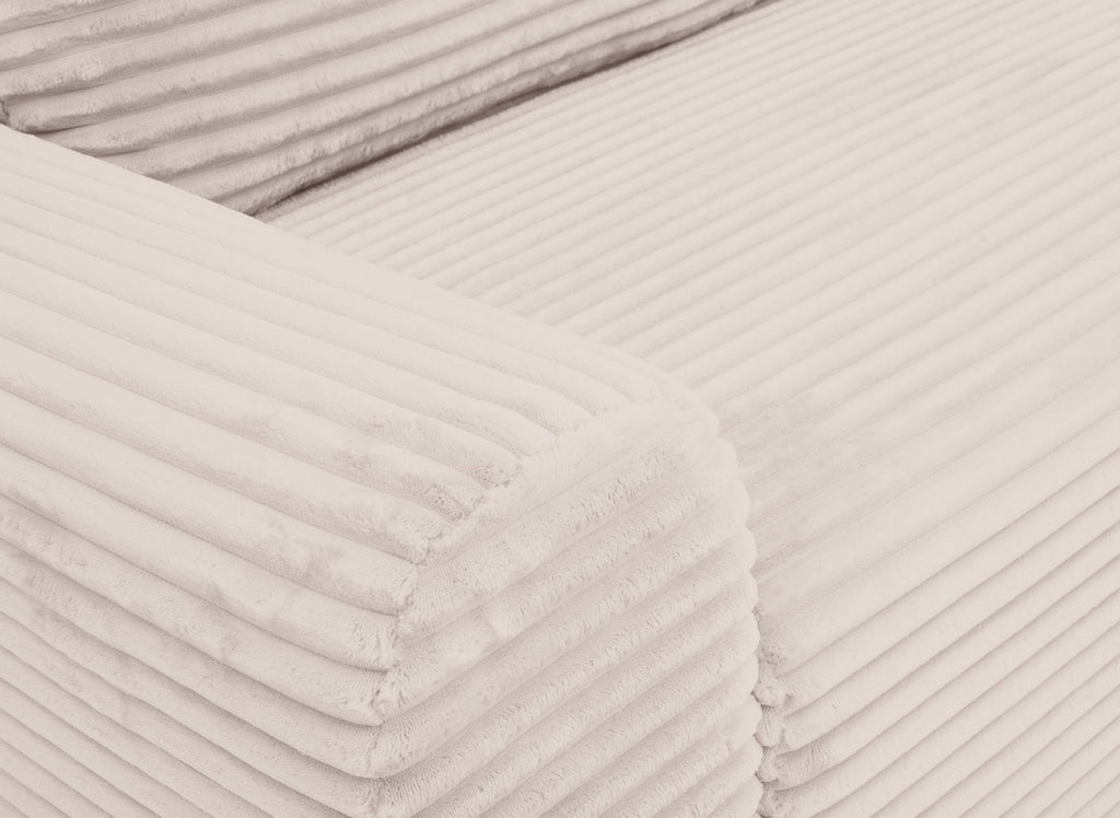 Canapé d'angle droit convertible avec coffre en velours côtelé épais beige BALI - Angle droit