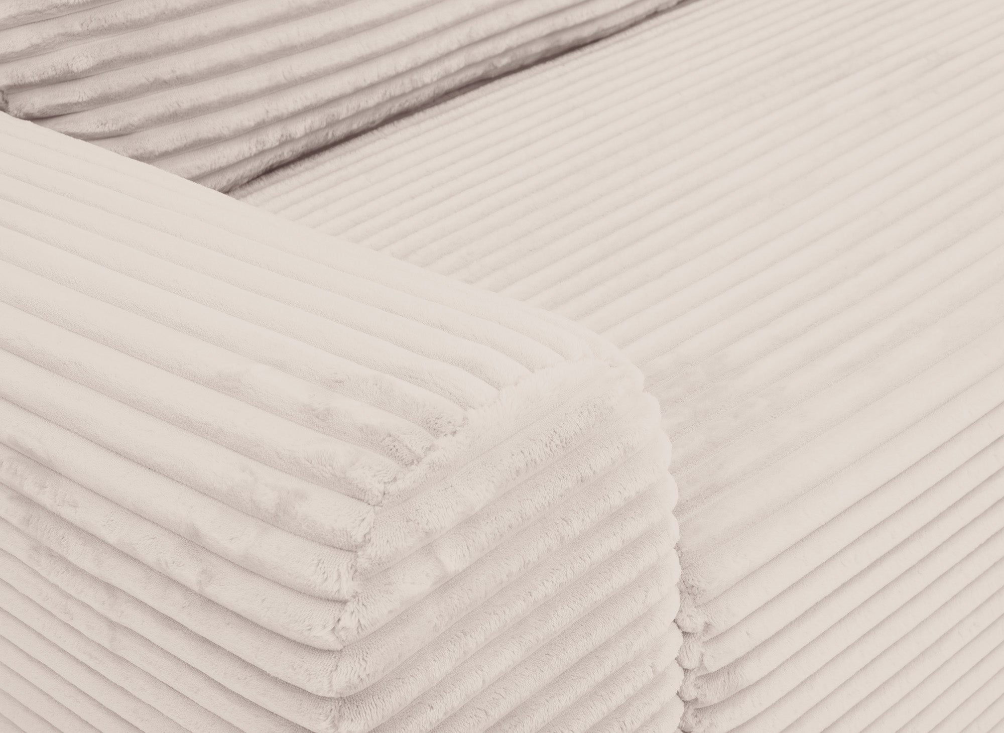 Canapé d'angle droit convertible avec coffre en velours côtelé épais beige BALI - Angle droit