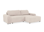 Canapé d'angle droit convertible avec coffre en velours côtelé épais beige BALI - Angle droit