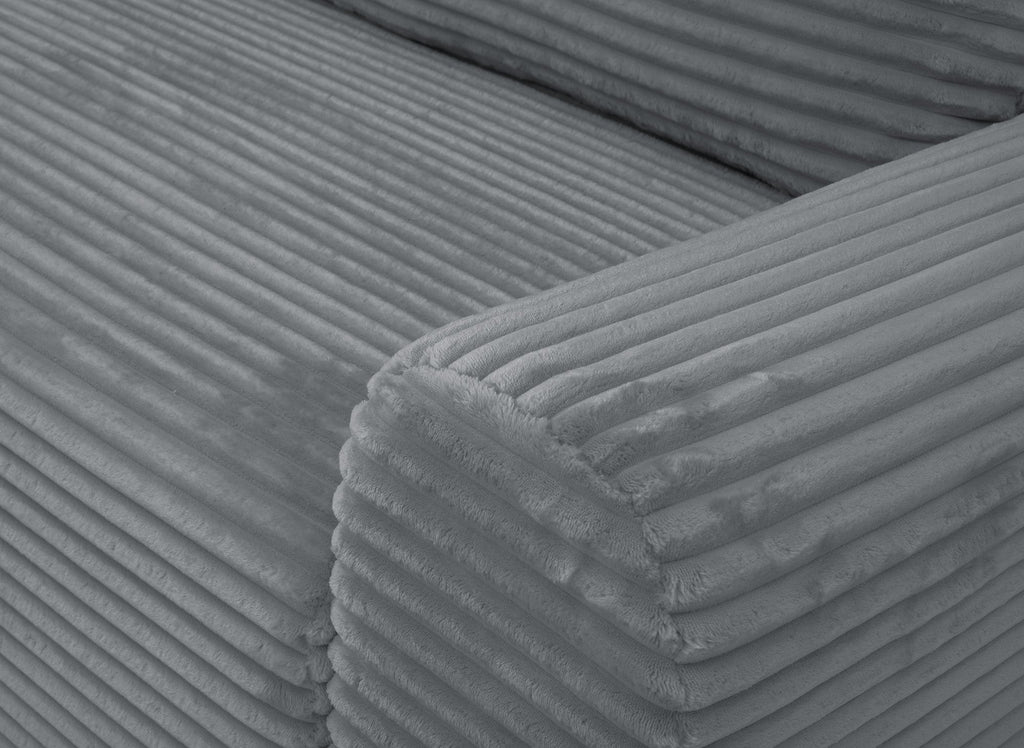 Canapé d'angle gauche convertible avec coffre en velours côtelé épais gris foncé BALI - Angle gauche