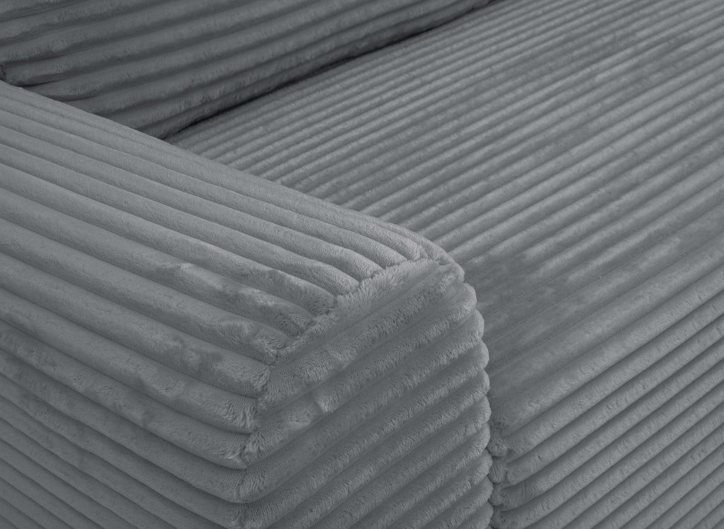 Canapé d'angle droit convertible avec coffre en velours côtelé épais gris foncé BALI - Angle droit