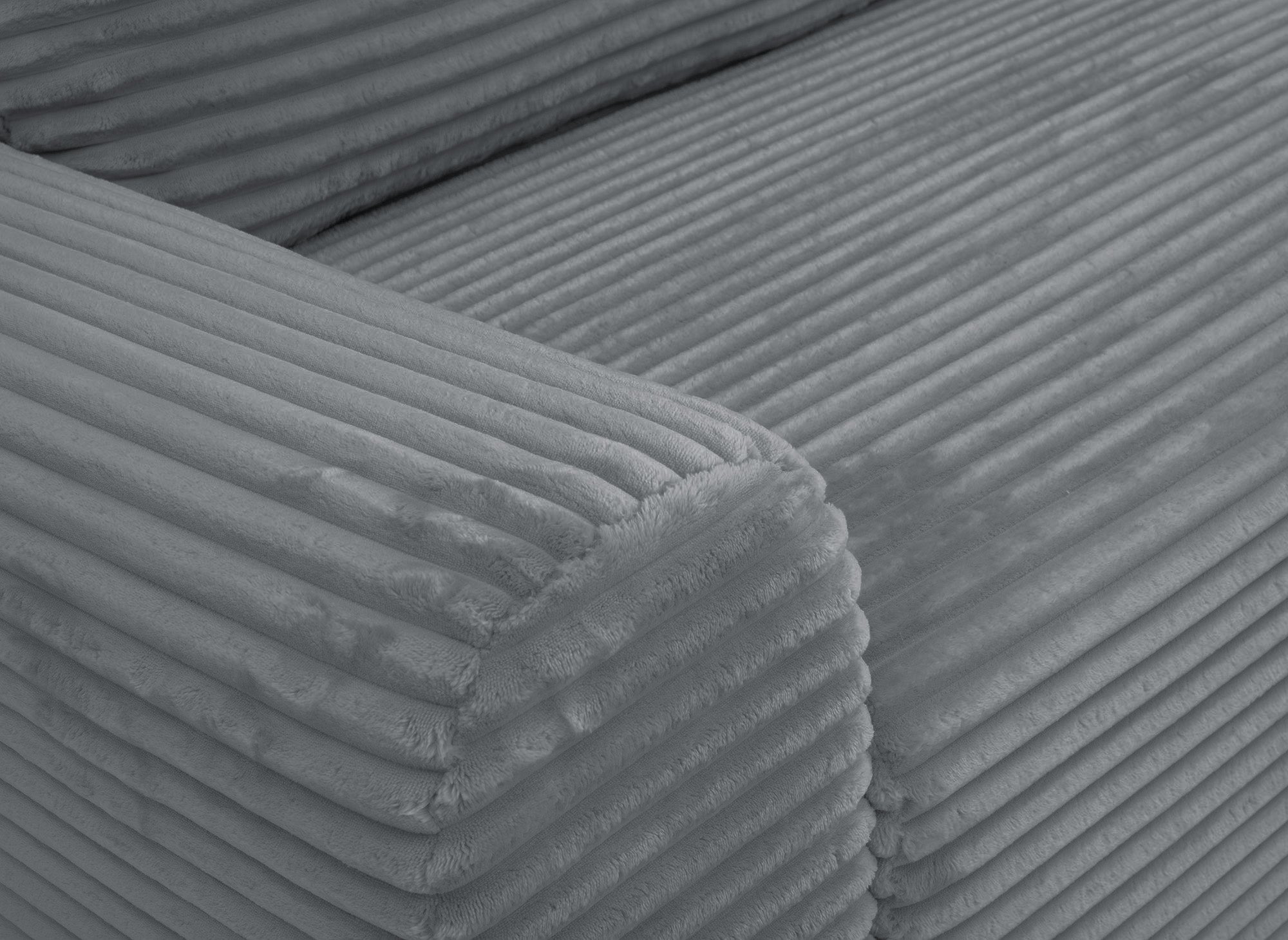 Canapé d'angle droit convertible avec coffre en velours côtelé épais gris foncé BALI - Angle droit