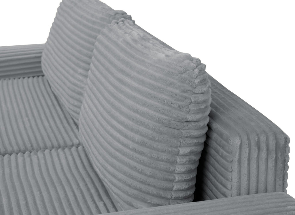 Canapé d'angle droit convertible avec coffre en velours côtelé épais gris foncé BALI - Angle droit