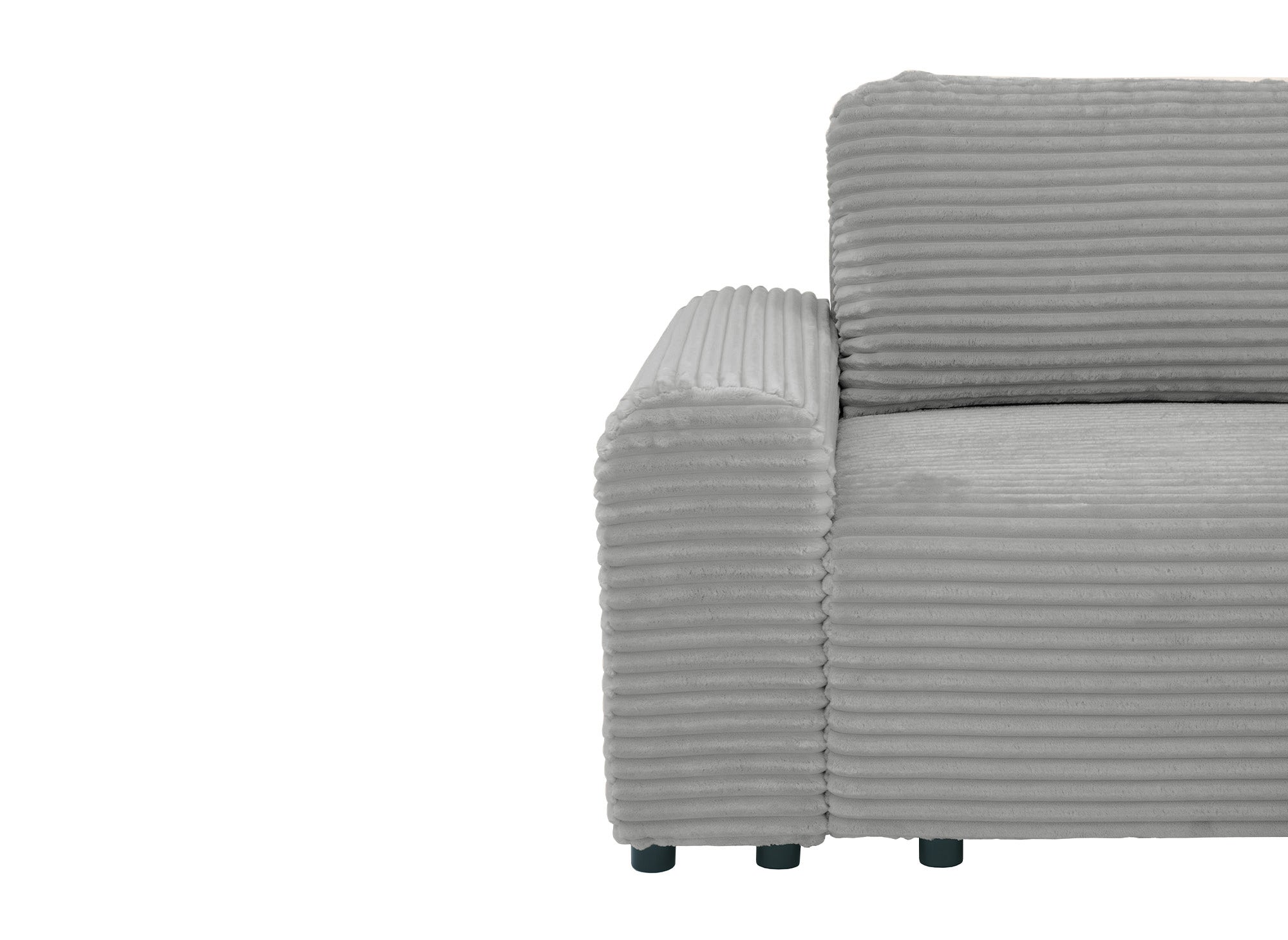 Canapé d'angle droit convertible avec coffre en velours côtelé épais gris clair BALI - Angle droit