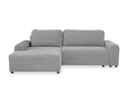 Canapé d'angle gauche convertible avec coffre en velours côtelé épais gris clair BALI - Angle gauche