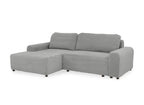 Canapé d'angle gauche convertible avec coffre en velours côtelé épais gris clair BALI - Angle gauche