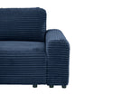 Canapé d'angle gauche convertible avec coffre en velours côtelé épais bleu foncé BALI - Angle gauche