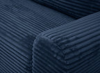 Canapé d'angle gauche convertible avec coffre en velours côtelé épais bleu foncé BALI - Angle gauche