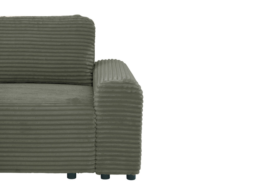 Canapé d'angle gauche convertible avec coffre en velours côtelé épais vert kaki BALI - Angle gauche