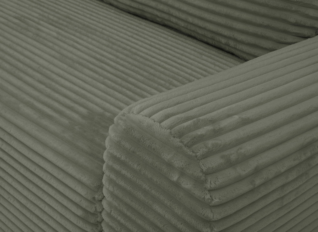 Canapé d'angle gauche convertible avec coffre en velours côtelé épais vert kaki BALI - Angle gauche