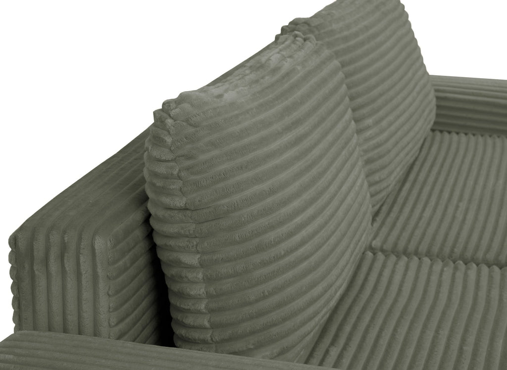 Canapé d'angle gauche convertible avec coffre en velours côtelé épais vert kaki BALI - Angle gauche