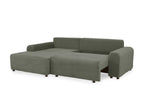 Canapé d'angle gauche convertible avec coffre en velours côtelé épais vert kaki BALI - Angle gauche