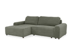 Canapé d'angle gauche convertible avec coffre en velours côtelé épais vert kaki BALI - Angle gauche