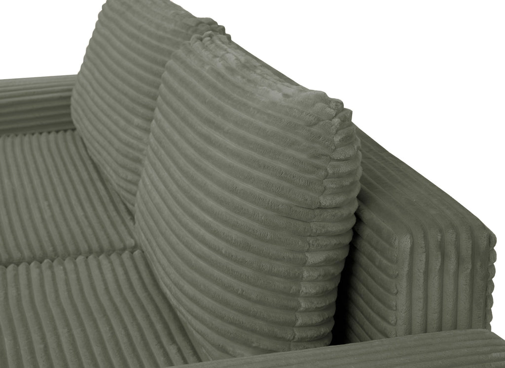 Canapé d'angle droit convertible avec coffre en velours côtelé épais vert kaki BALI - Angle droit