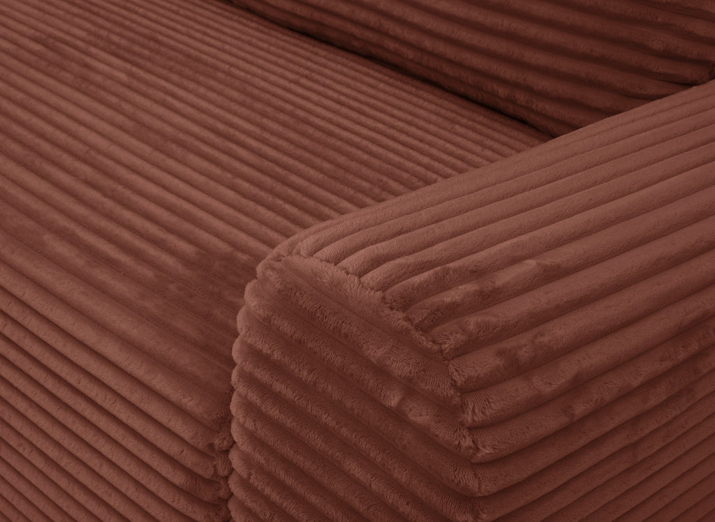 Canapé d'angle gauche convertible avec coffre en velours côtelé épais terracotta BALI - Angle gauche