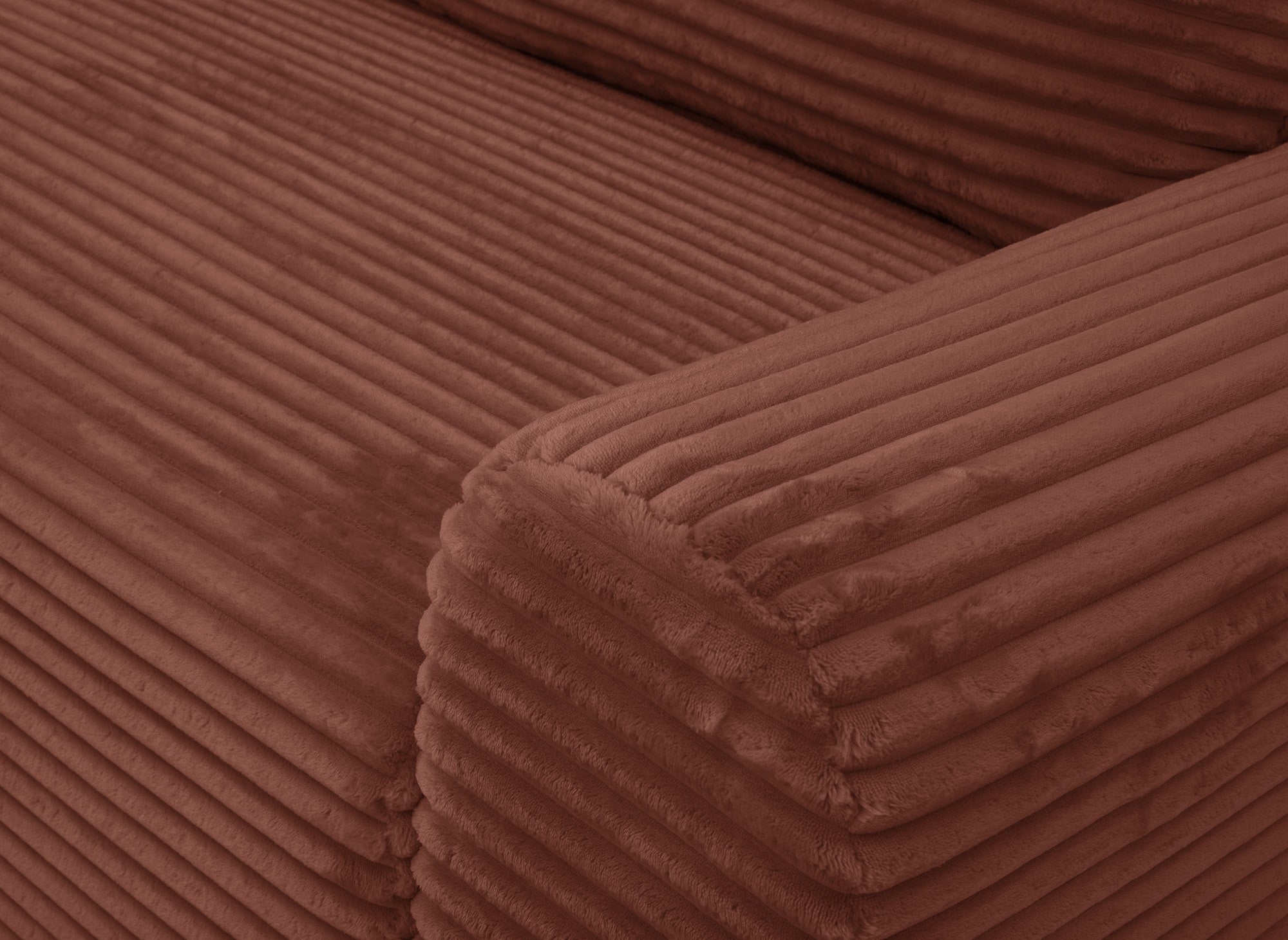 Canapé d'angle gauche convertible avec coffre en velours côtelé épais terracotta BALI - Angle gauche