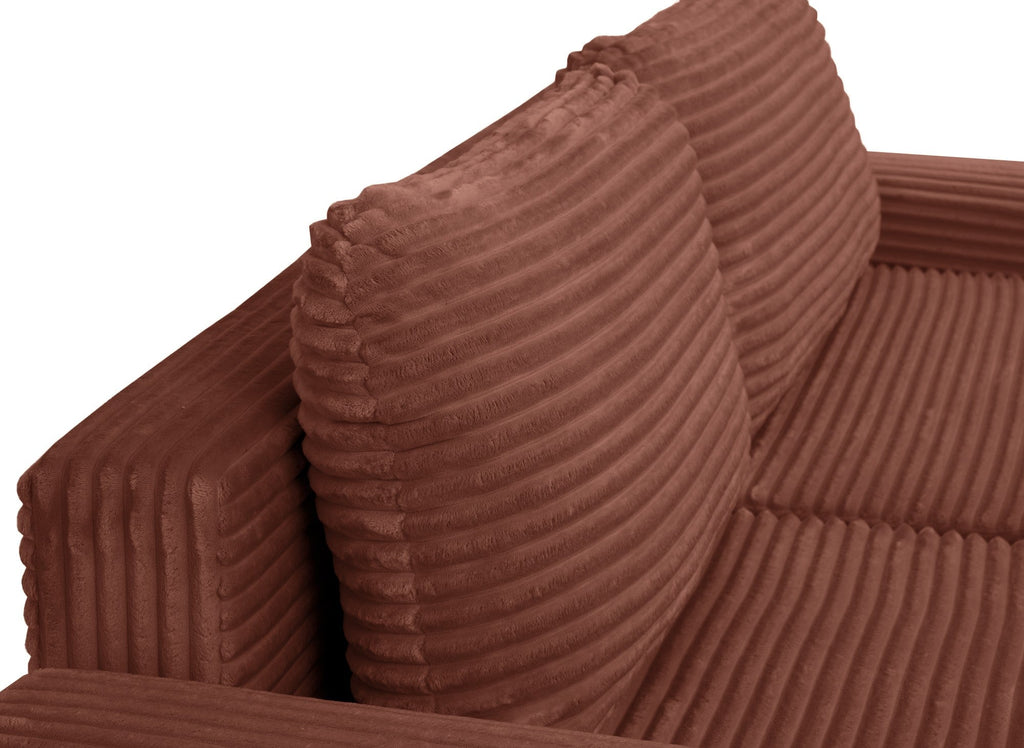 Canapé d'angle gauche convertible avec coffre en velours côtelé épais terracotta BALI - Angle gauche