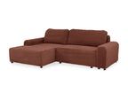 Canapé d'angle gauche convertible avec coffre en velours côtelé épais terracotta BALI - Angle gauche