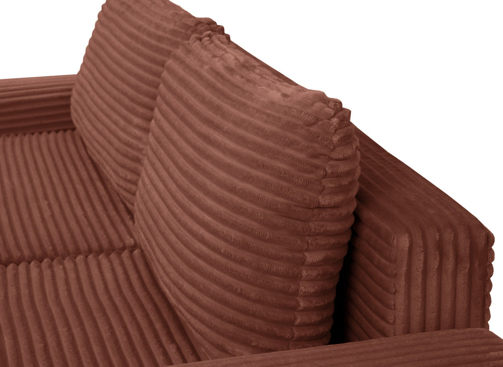 Canapé d'angle droit convertible avec coffre en velours côtelé épais terracotta BALI - Angle droit