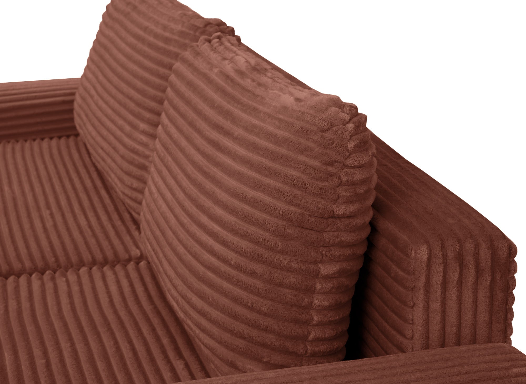 Canapé d'angle droit convertible avec coffre en velours côtelé épais terracotta BALI - Angle droit