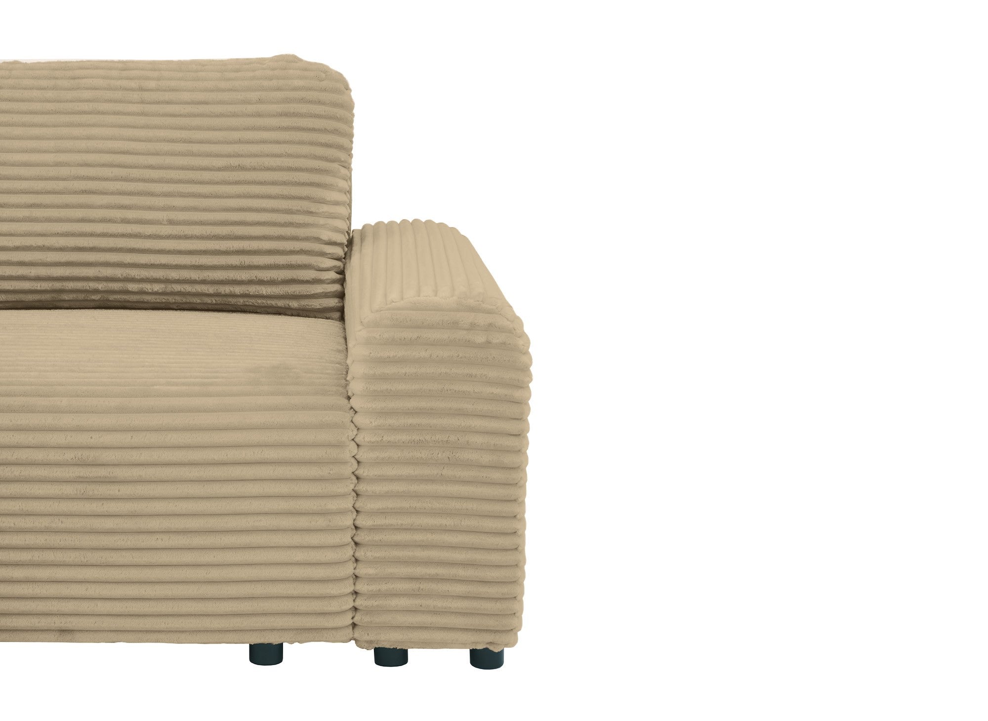 Canapé d'angle gauche convertible avec coffre en velours côtelé épais taupe BALI - Angle gauche