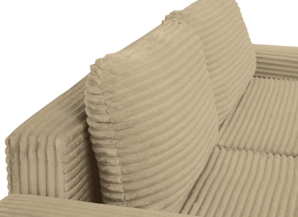 Canapé d'angle gauche convertible avec coffre en velours côtelé épais taupe BALI - Angle gauche