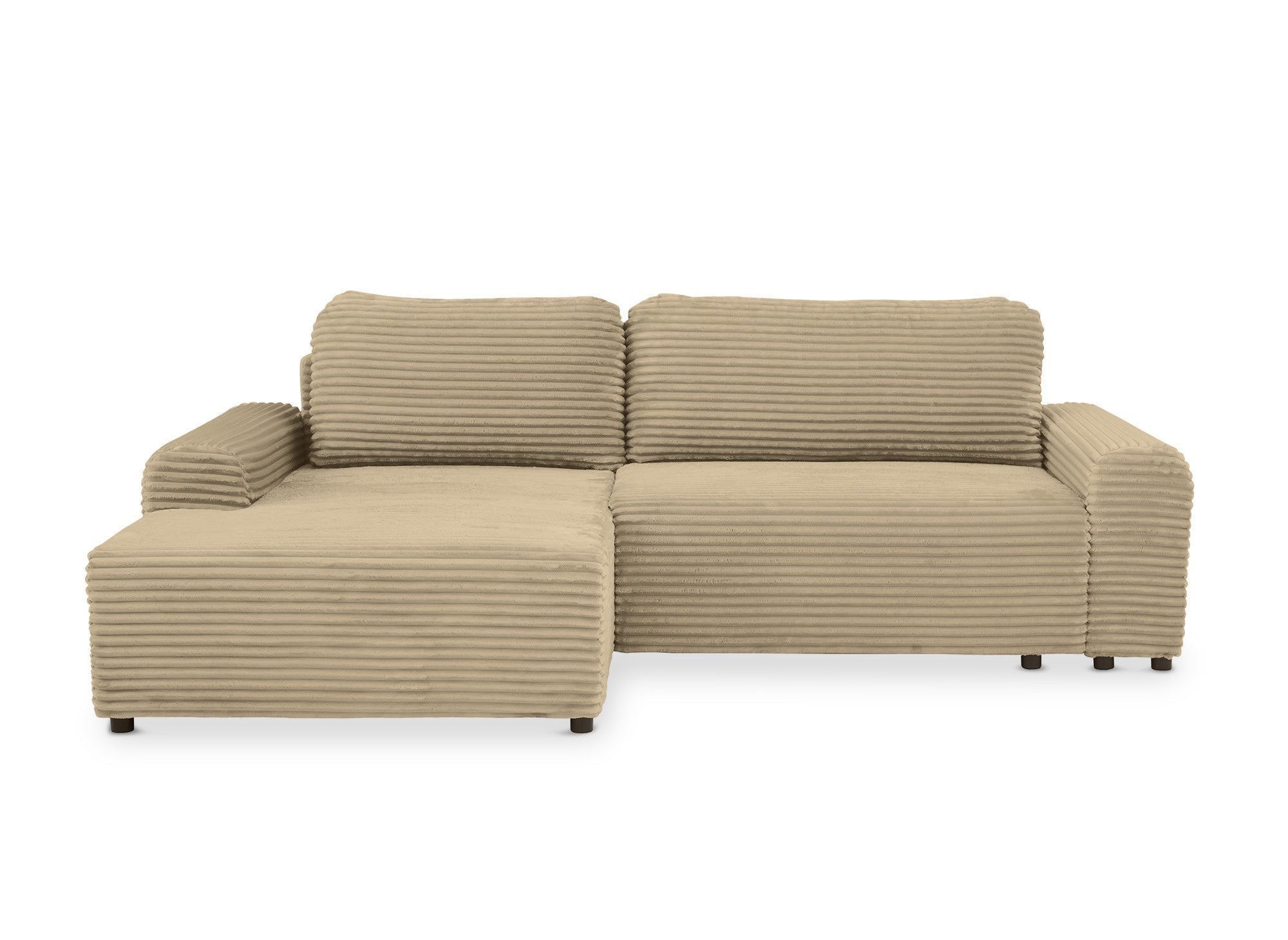 Canapé d'angle gauche convertible avec coffre en velours côtelé épais taupe BALI - Angle gauche