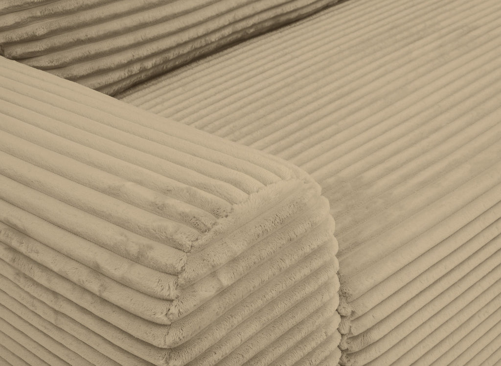 Canapé d'angle droit convertible avec coffre en velours côtelé épais taupe BALI - Angle droit