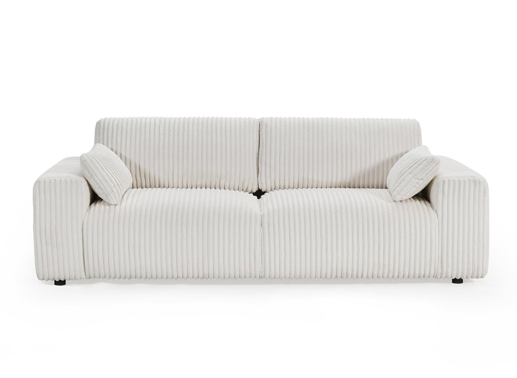 Canapé 3 places en velours côtelé épais beige INAM