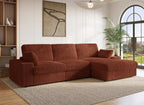 Canapé d'angle réversible en gros côtelé doux terracotta SIRINA