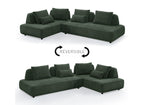 Canapé d'angle réversible en tissu bouclette vert kaki ISAORA