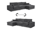 Canapé d'angle réversible en gros côtelé doux gris SIRINA