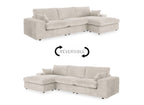 Canapé d'angle réversible en gros côtelé doux beige SIRINA