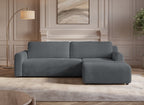 Canapé d'angle réversible et convertible avec coffre en velours côtelé épais gris foncé KATIA