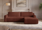 Canapé d'angle réversible et convertible avec coffre en velours côtelé épais terracotta KATIA