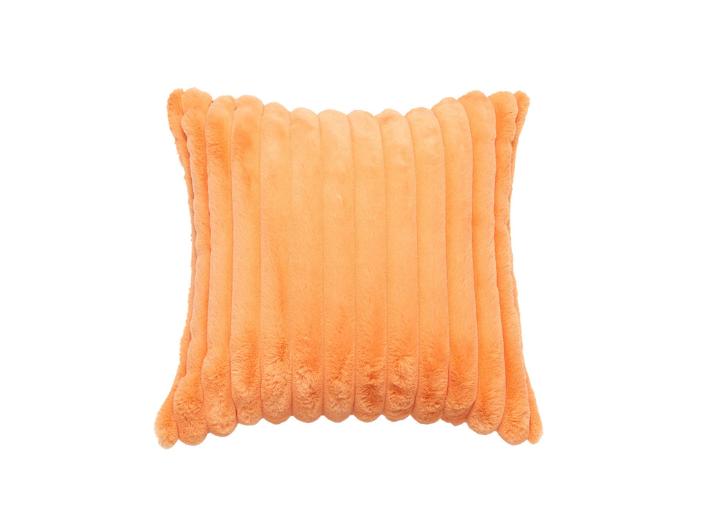 Coussin carré en velours côtelé effet fourrure orange 45x45 cm URBAIN