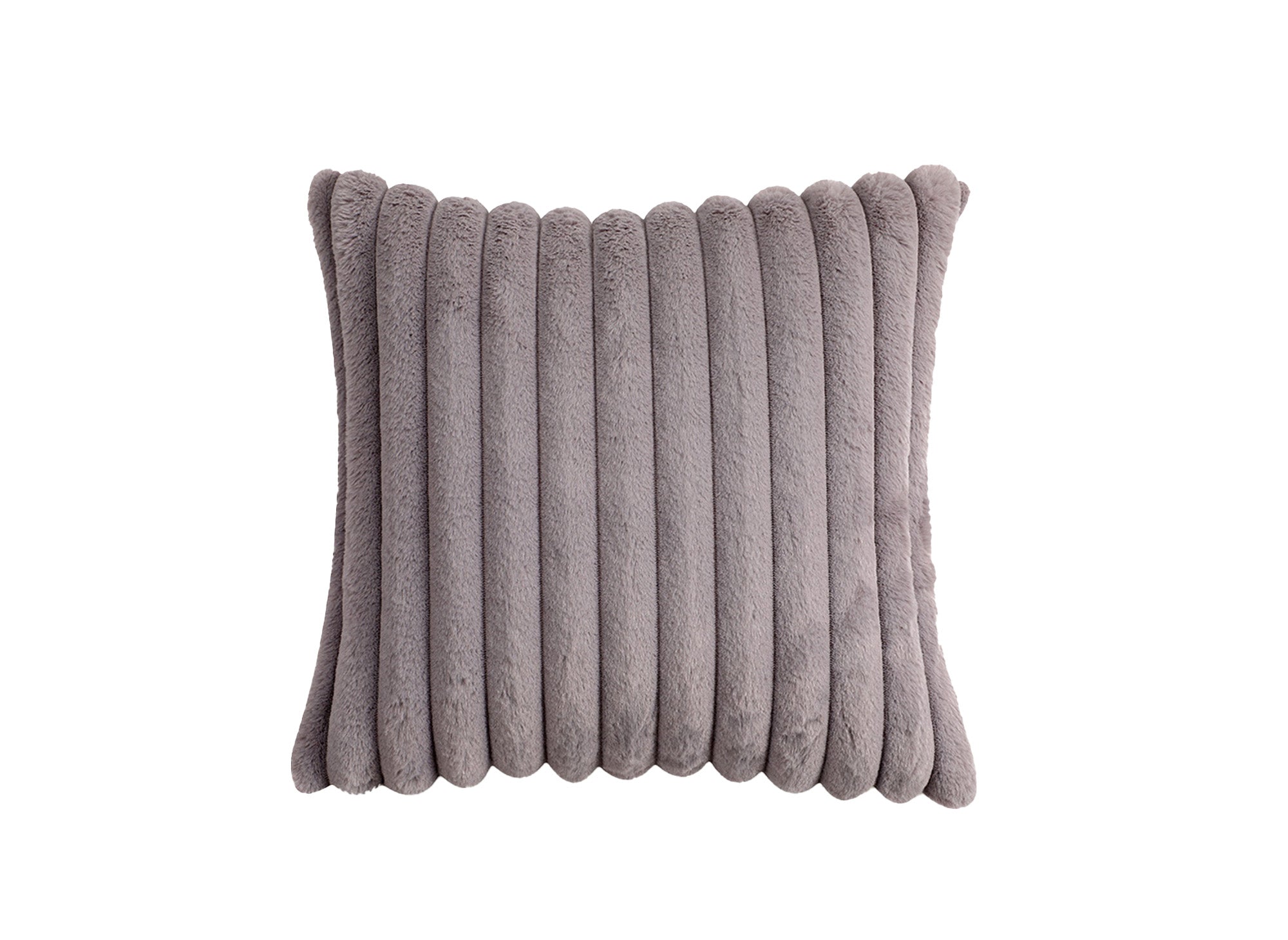 Coussin carré en velours côtelé effet fourrure gris 45x45 cm URBAIN