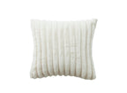 Coussin carré en velours côtelé effet fourrure beige 45x45 cm URBAIN