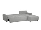 Canapé d'angle réversible et convertible avec coffre en velours côtelé épais gris clair KATIA