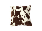 Coussin carré 45x45 cm en tissu poils effet peau de vache marron et blanc SAKINA