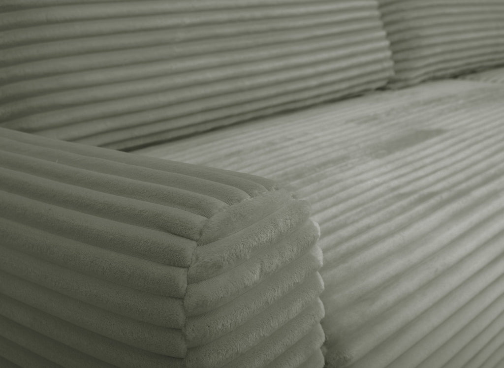 Canapé d'angle réversible et convertible avec coffre en velours côtelé épais vert kaki KATIA