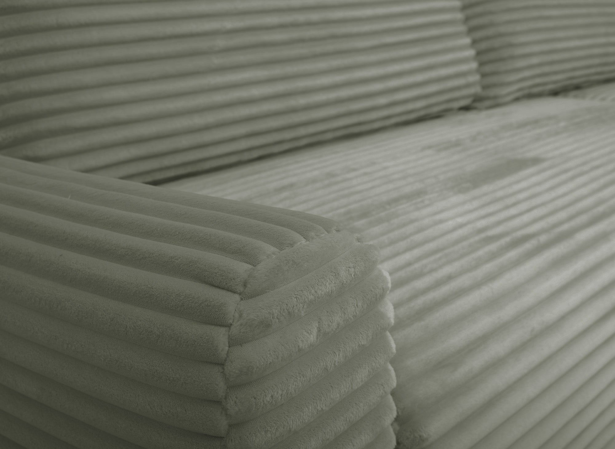 Canapé d'angle réversible et convertible avec coffre en velours côtelé épais vert kaki KATIA