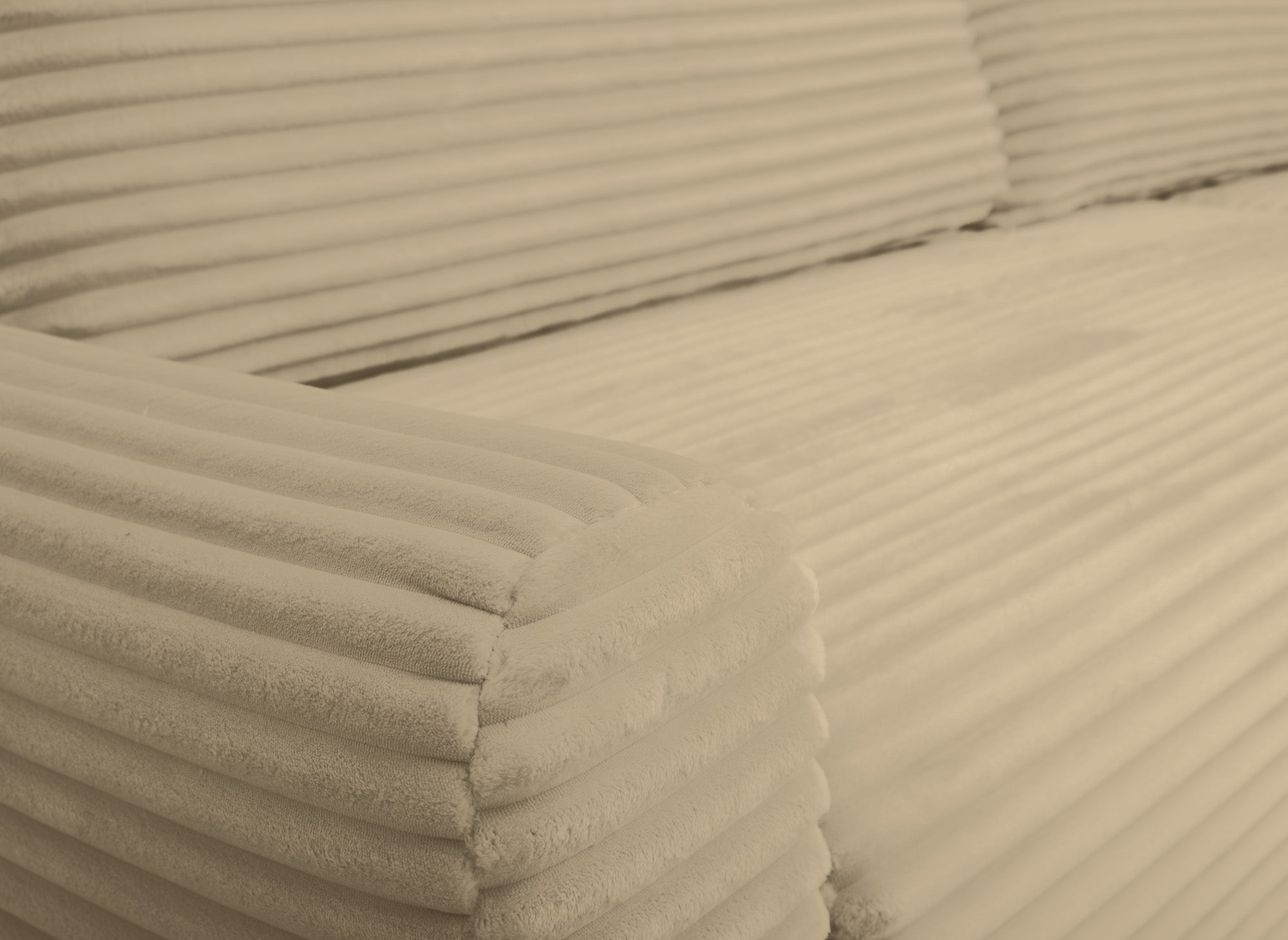 Canapé d'angle réversible et convertible avec coffre en velours côtelé épais taupe KATIA