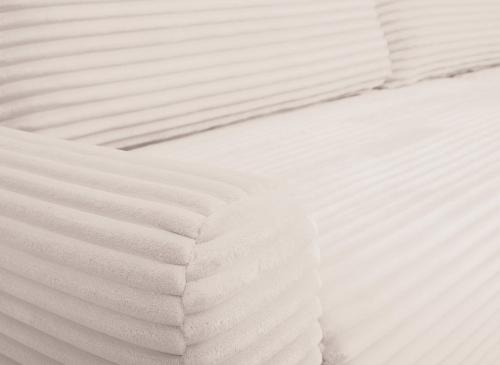 Canapé d'angle réversible et convertible avec coffre en velours côtelé épais beige KATIA