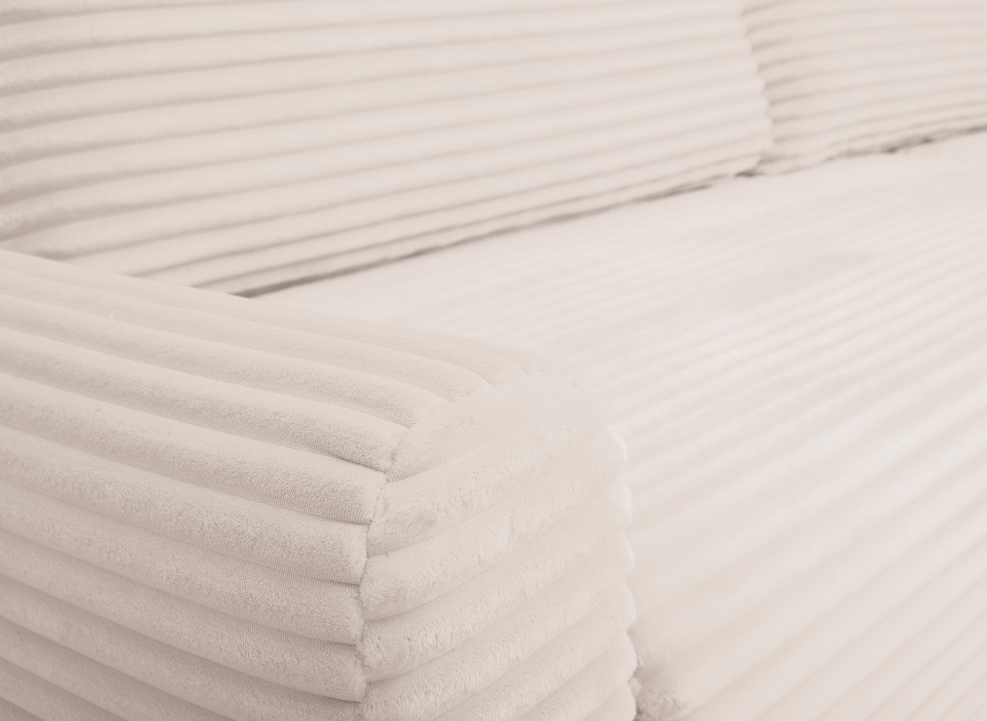 Canapé d'angle réversible et convertible avec coffre en velours côtelé épais beige KATIA