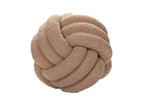 Coussin rond décoratif boule de nœud en effet peau de mouton taupe NODUS