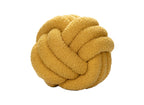 Coussin rond décoratif boule de nœud en effet peau de mouton jaune moutarde NODUS