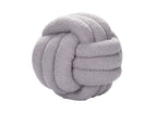 Coussin rond décoratif boule de nœud en effet peau de mouton gris clair NODUS