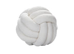Coussin rond décoratif boule de nœud en effet peau de mouton blanc écru NODUS