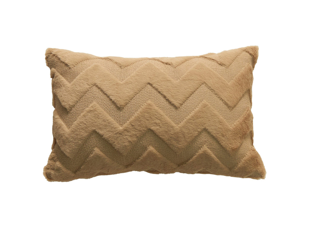 Coussin rectangulaire 50x30 cm en tissu doux motif chevron marron HARRY